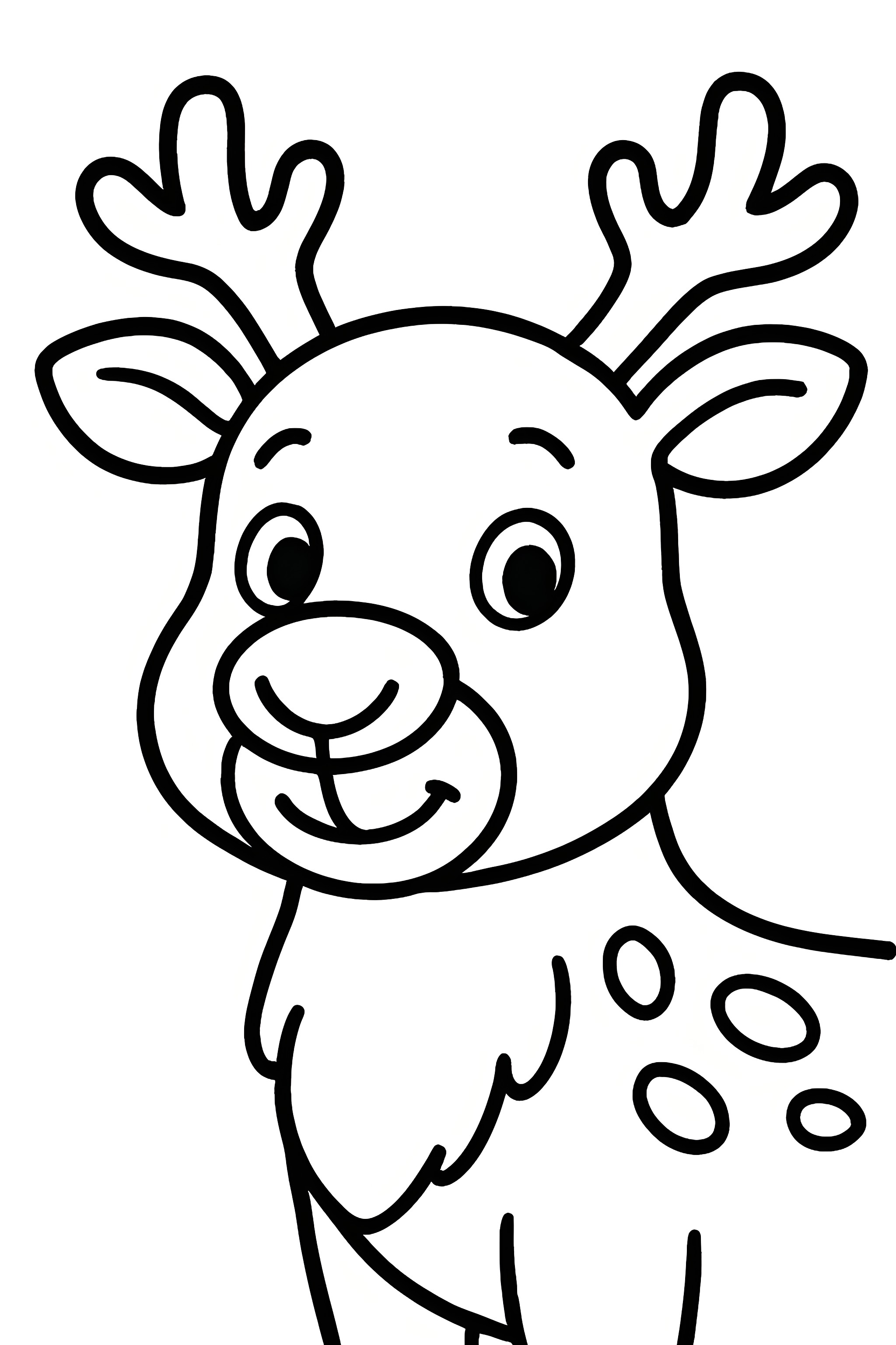 A reindeer with a gentle expression, large antlers, and distinct spots on its body