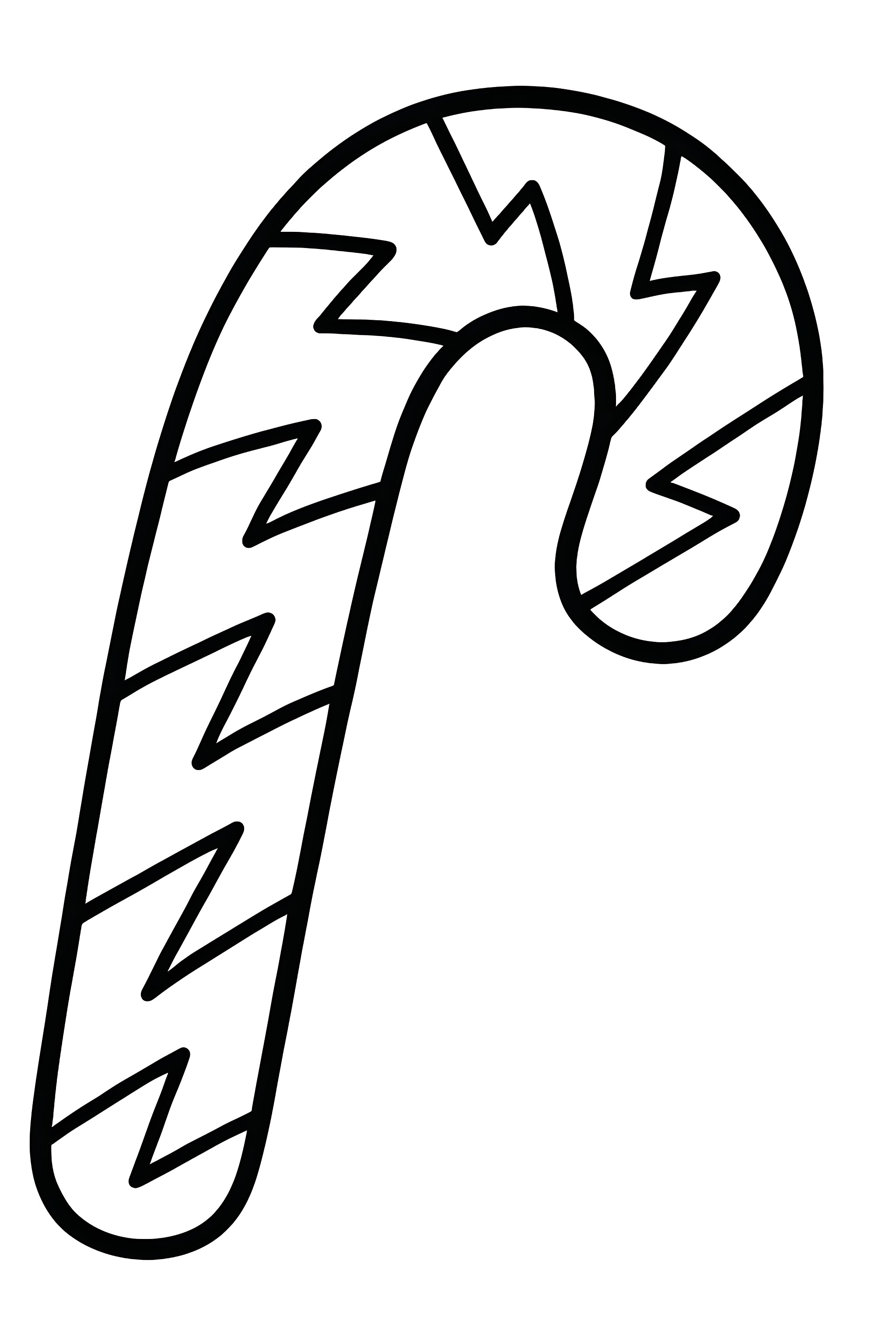 A candy cane designed with jagged lines resembling a lightning bolt