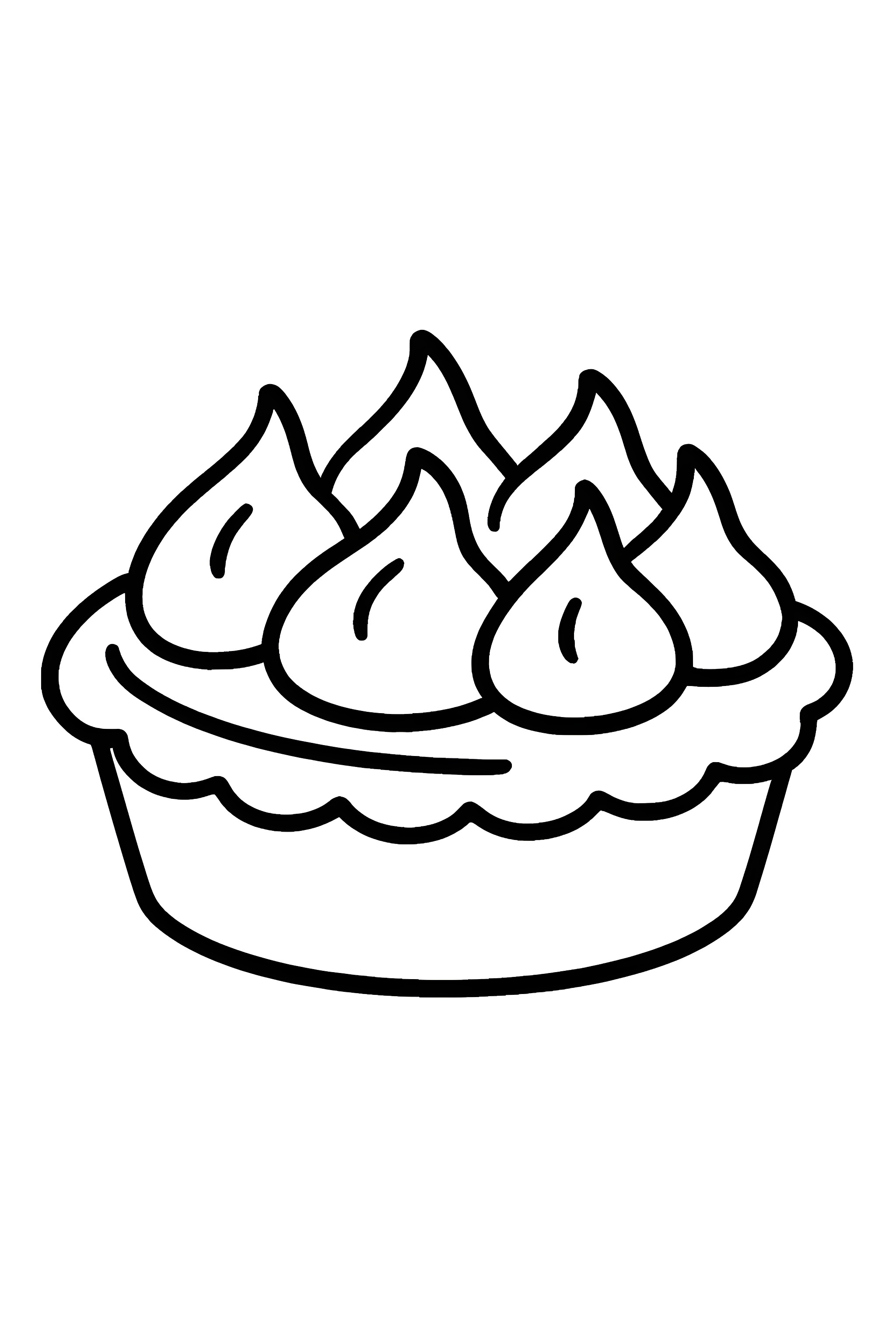 Coloring page of a lemon meringue pie featuring a flaky crust, swirls of toasted meringue peaks, and a round base