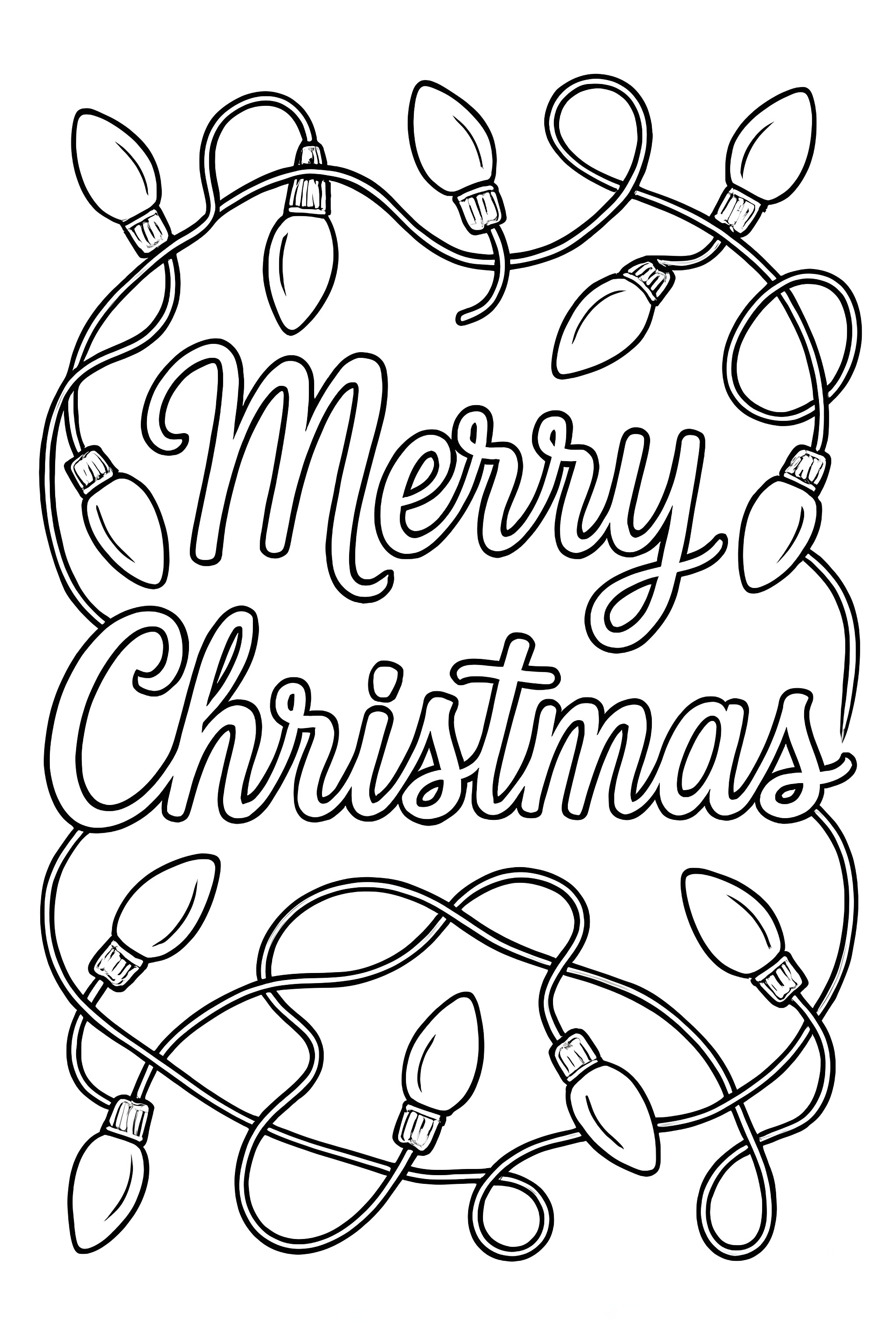 'Merry Christmas' word art surrounded by Christmas lights