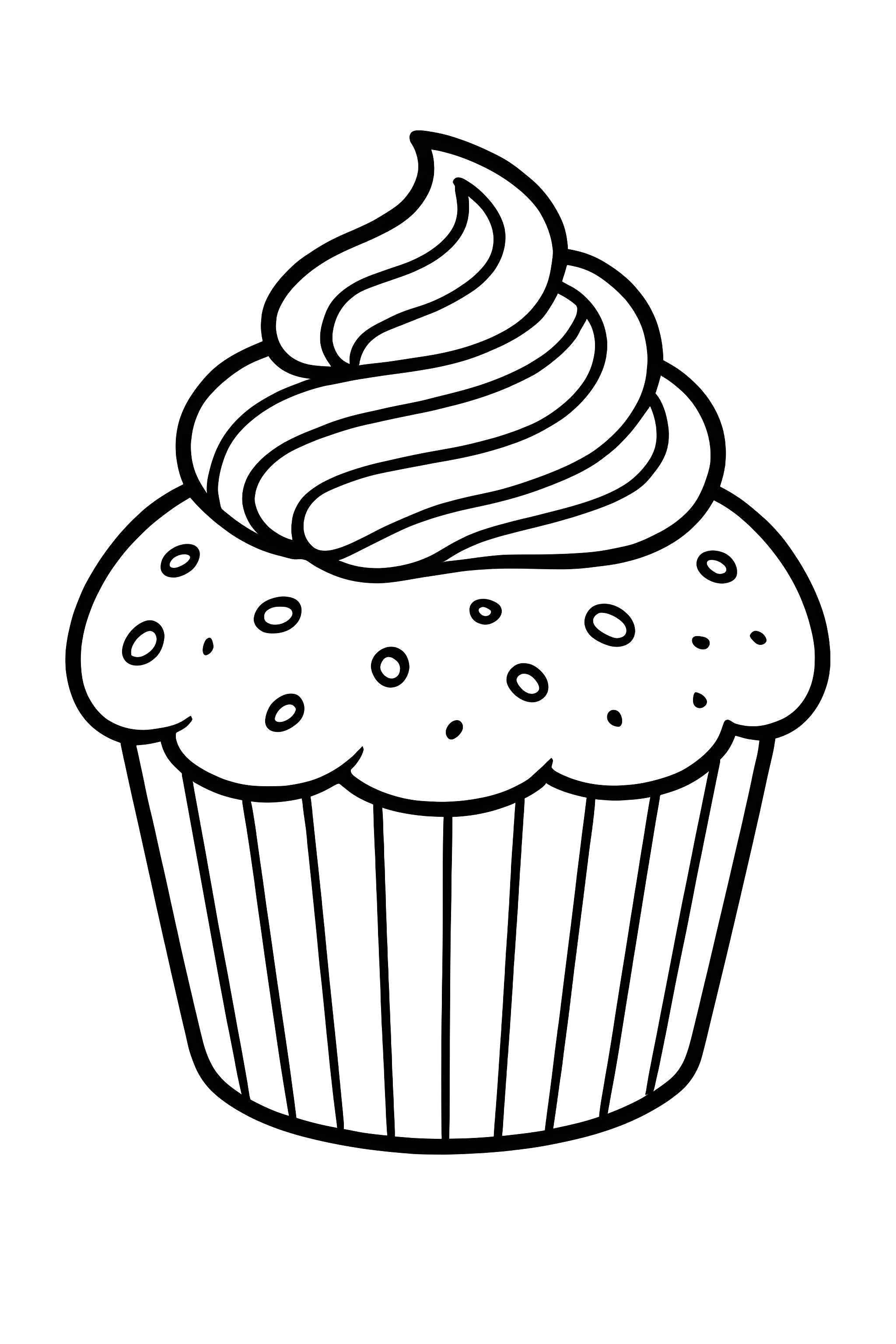 Coloring page featuring a muffin adorned with a raspberry jam swirl and topped with a fluffy icing