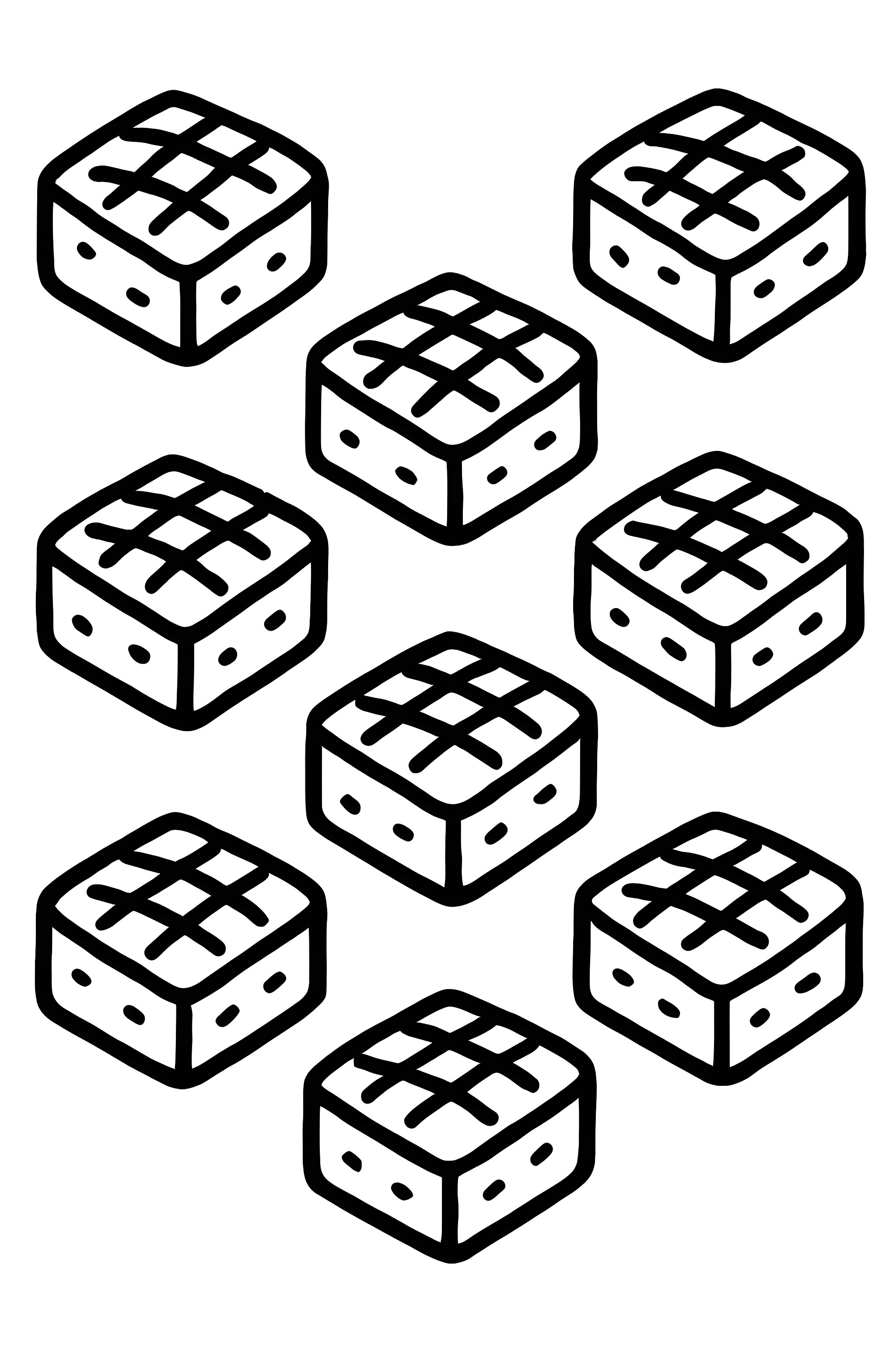 Coloring page featuring a pattern of brownies with crisscross toppings displayed in a grid formation