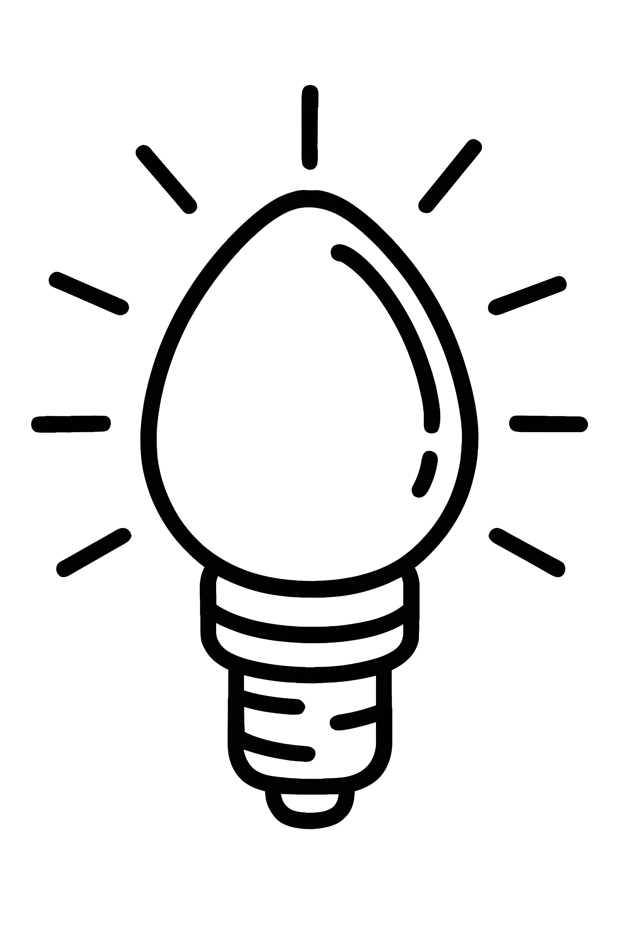 A single glowing Christmas light bulb shaped like a teardrop with radiating light lines