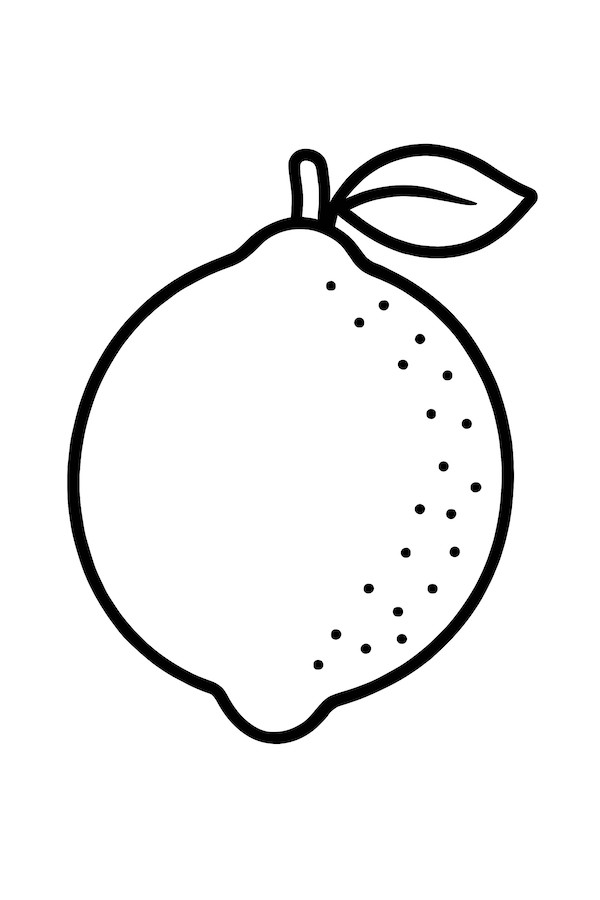 Coloring page of a highly detailed and ripe lemon with shading and texture indications